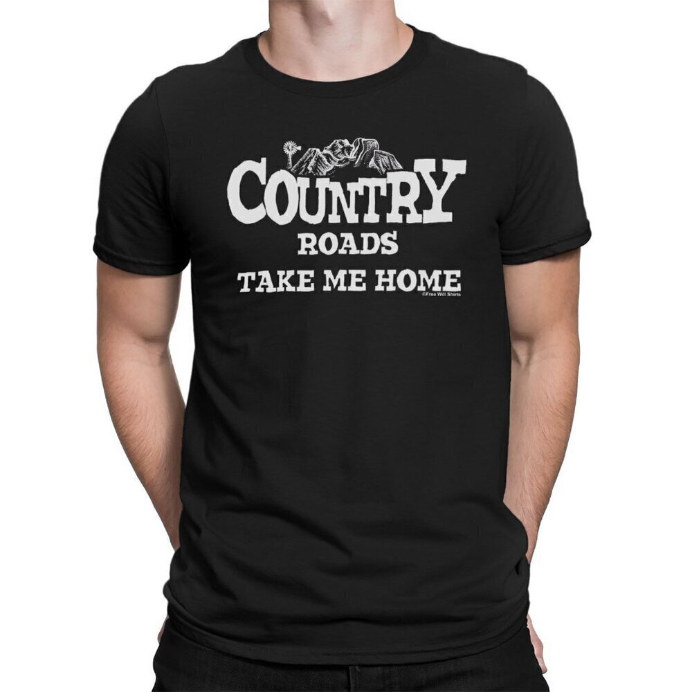 Country Roads Take Me Home Guitar T-Shirt Western Folk Music Tee